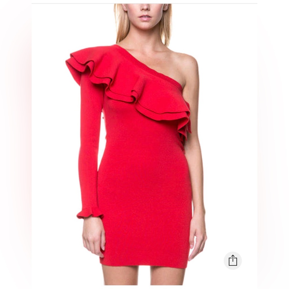 Endless Rose One-Shoulder Red Ruffle mini Dress S